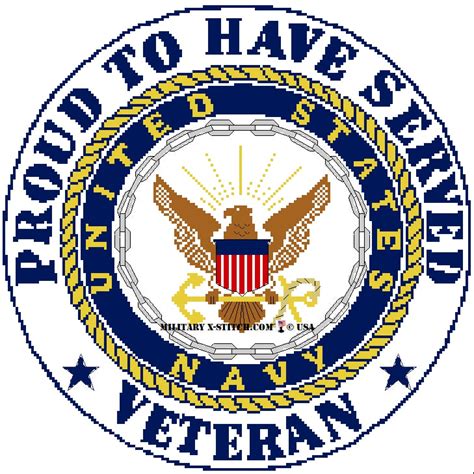 Navy Emblem w/ Proud Veteran – Military XStitch Com