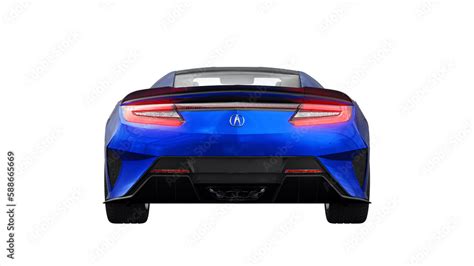 San Diego, USA. March 26, 2023. Blue Acura NSX Type-S 2022 on a white background. Hybrid ...