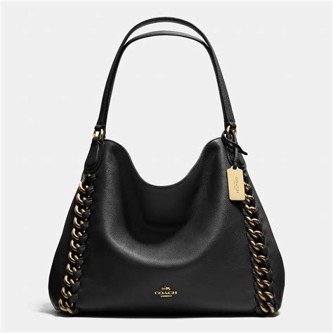 Coach Edie Leather Shoulder Bag in Black | Lyst