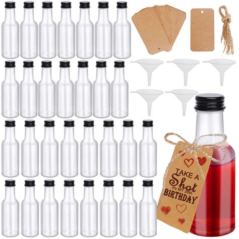 Buy 30 Pack Mini Liquor Bottles, Empty Plastic Spirit Bottles with ...