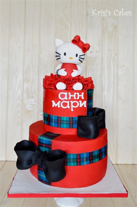 Cake hello Kitty in red - Decorated Cake by KRISICAKES - CakesDecor