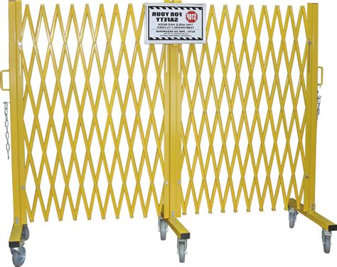 Warehouse Heavy Duty Steel Portable Folding Security Gates With Warning Label