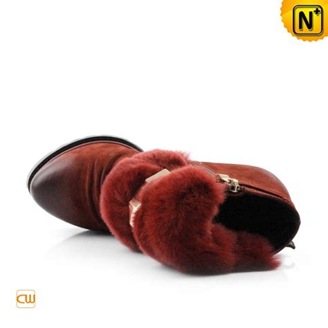 Red Leather High Heel Boots Women | CWMALLS