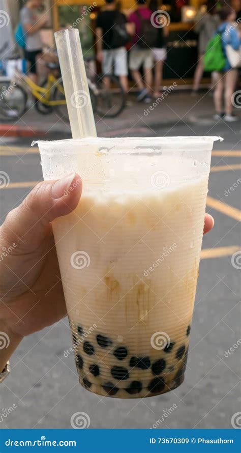 Taiwanese Bubble Tea Drink (pearl Milk Tea) at Food Street Market Stock ...