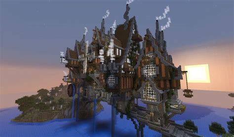 steampunk-minecraft-bridge-general | Minecraft steampunk, Minecraft buildings, Minecraft