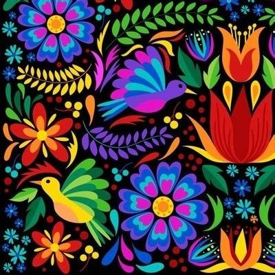 Mexican Flowers Fabric, Wallpaper and Home Decor | Spoonflower