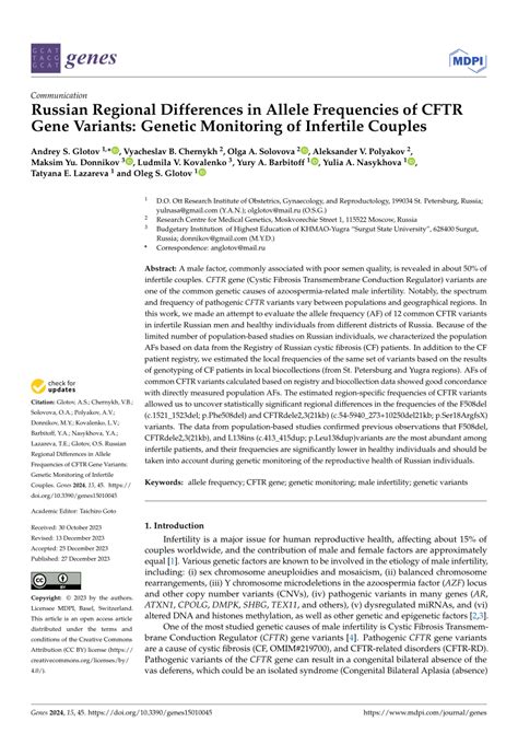 (PDF) Russian Regional Differences in Allele Frequencies of CFTR Gene Variants: Genetic ...