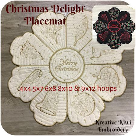 Christmas Delight Placemat - Machine Embroidery Catalogue | Kreative Kiwi