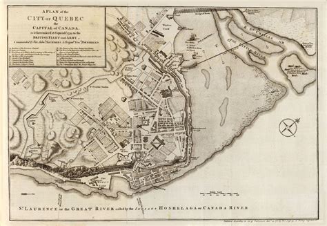 Old Map of Quebec City and fortifications, Canada 1759 - VINTAGE MAPS AND PRINTS