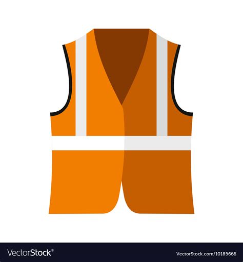 Orange safety vest icon flat style Royalty Free Vector Image