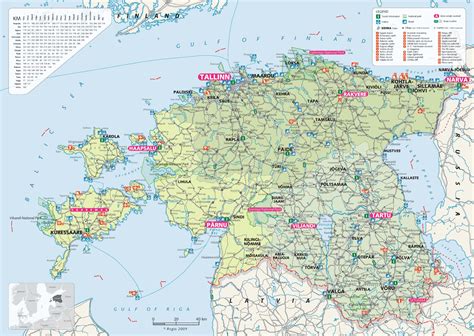 Estonia tourist map - Tourist map Estonia (Northern Europe - Europe)