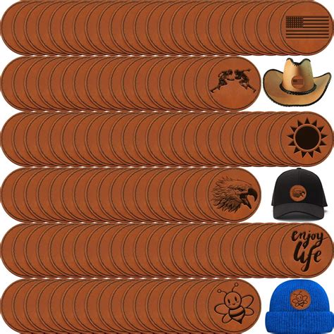 Amazon.com: Dunzy 30 Pcs Blank Leather Hat Patches with Adhesive Round ...