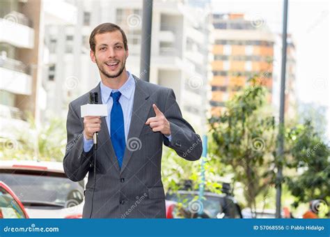 Attractive Professional Male News Reporter Wearing Stock Photo - Image ...