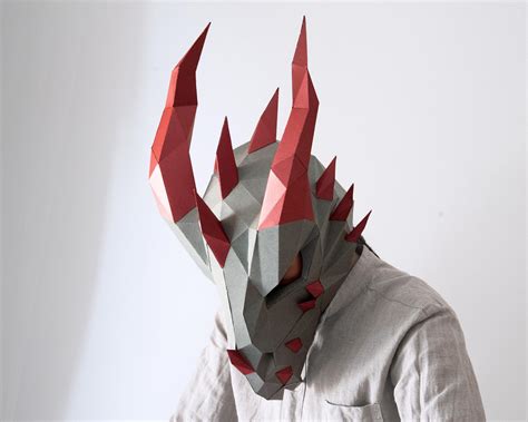 DIY Halloween Mask Paper Dragon Mask Template. Papercraft 3d - Etsy