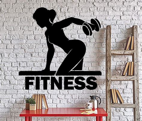 Wall Vinyl Decal Fitness Girl Gym Bodybuilding Sport Dumbbel Home Decor Unique Gift z4365 in ...