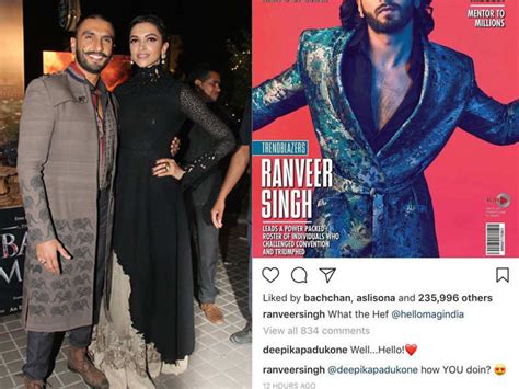 Ranveer Singh and Deepika Padukone exchange sweet nothings on Instagram