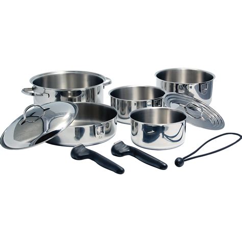 Stainless Steel Cookware - 10 pc Nesting Set Bilingual - Walmart.com - Walmart.com