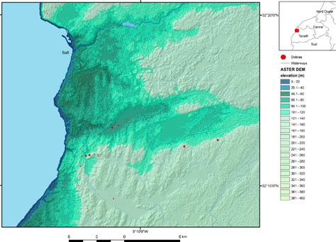 Height level map (elevation above sea level) of the investigation area... | Download Scientific ...