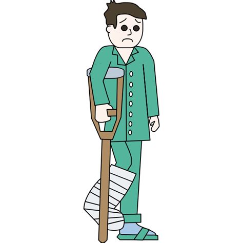 Sad man with broken leg vector illustration | Free SVG