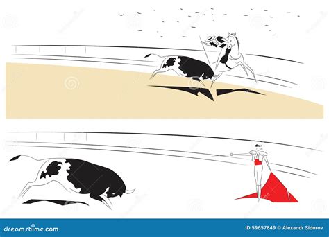 Vector Illustration - Abstract Paintings on the Theme of Bullfighting ...