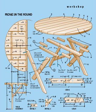 round picnic table plans | Woodworking plans, Beginner woodworking ...