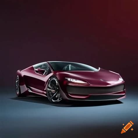 Maroon super car with sleek angular body style on Craiyon