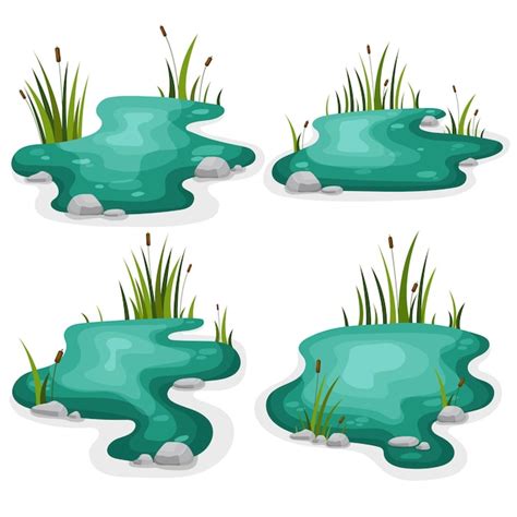 Premium Vector | Set swamp with reeds on a white background vector illustration