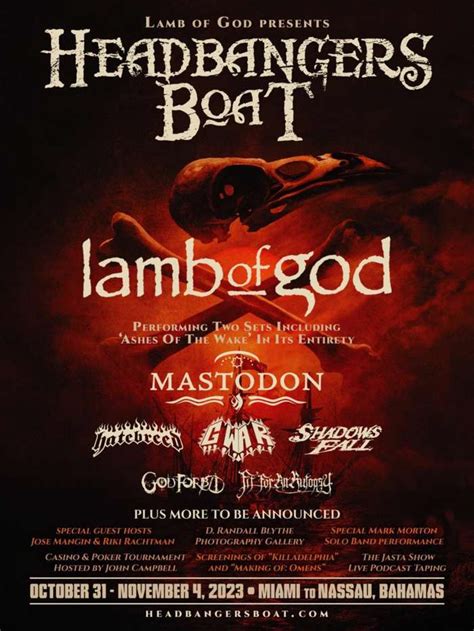 Lamb Of God to set sail with Mastodon, Hatebreed, Shadows Fall, and more in 2023 - Lambgoat