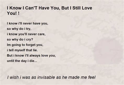 I Know I Can'T Have You, But I Still Love You! ! - I Know I Can'T Have You, But I Still Love You ...