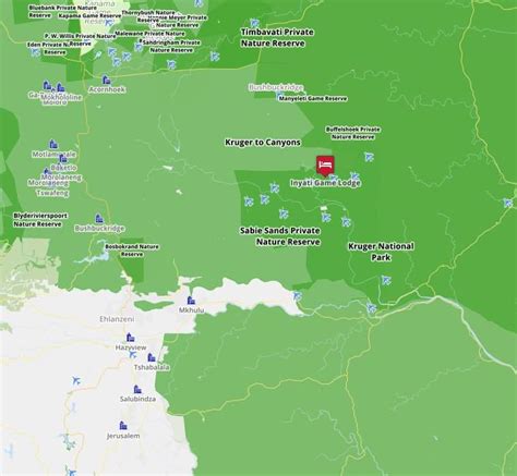 Map for Inyati Game Lodge, Sabi Sands