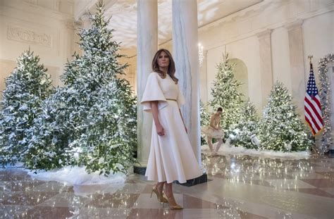 'She's Like An Angel': Melania Trump Stuns in Dior for Unveiling of ...