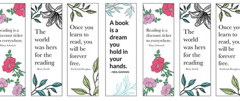 Wall Decor Home & Living Quote Printable Bookmark Set Download and ...