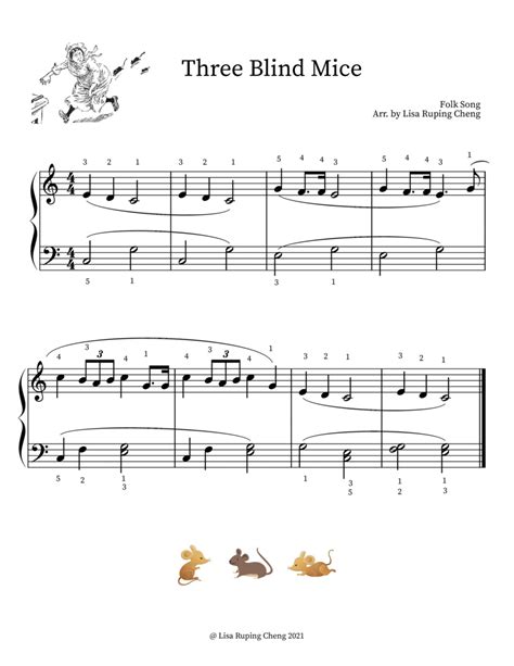 Three Blind Mice (Beginner to Level 1) (arr. Lisa Ruping Cheng) by Traditional Sheet Music for ...