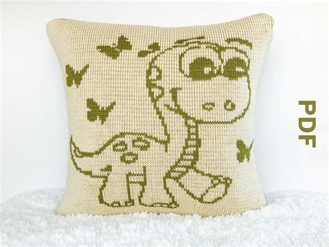 Dinosaur Pillow Knit pillow patterns Funny home decor | Etsy