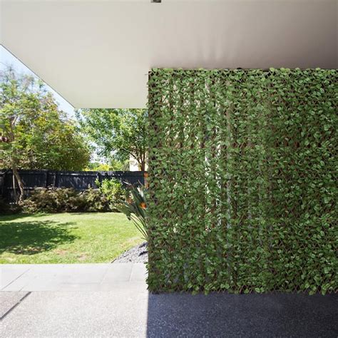 Costway 2.6 ft. Artificial Leaf Faux Ivy Privacy Fence Screen Expandable Retractable Living Wall ...