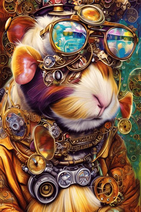 Steam Punk Beautiful Guinea Pig Wearing Sunglasses · Creative Fabrica