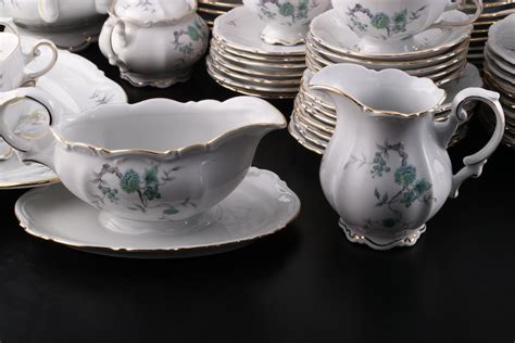 Mitterteich Bavaria "Green Ming" Hand-Painted Porcelain Dinnerware | EBTH