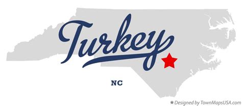 Map of Turkey, NC, North Carolina