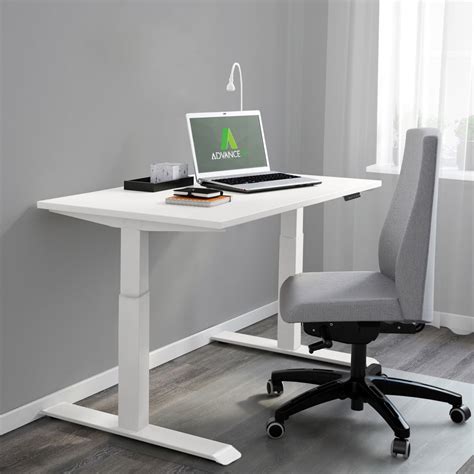 AdvanceUp Dual Motor Electric Stand Up Desk, White, Ergonomic Standing ...