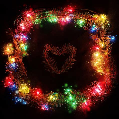 Square Christmas Lights with Heart Inside Image ⋆ 7artphoto.com