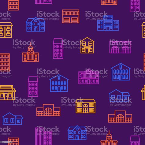 Property House Signs Thin Line Seamless Pattern Background Vector Stock Illustration - Download ...