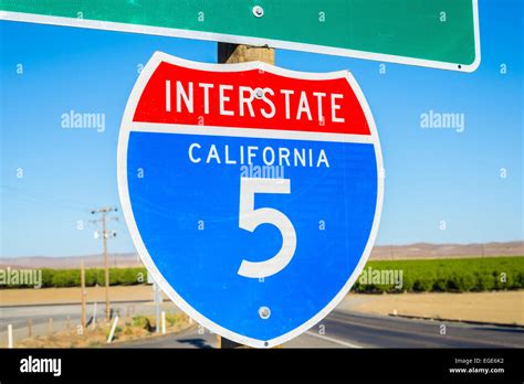 Interstate 5 California road sign. Central California, United States ...