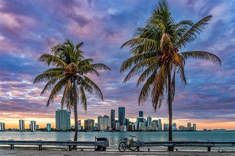 Miami FL Skyline Sunset Landscape Beach Photography Miami FL Coastal ...