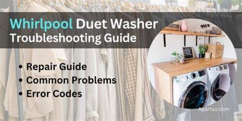 Whirlpool Duet Washer Troubleshooting Guide