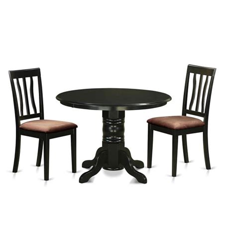 Dinette Table Set - Small Kitchen Table & 2 Chairs, Black - 3 Piece ...