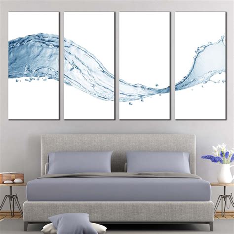 Abstract Water Canvas Wall Art, Wave Of Water Splash 4 Piece Canvas Pr – Dwallart