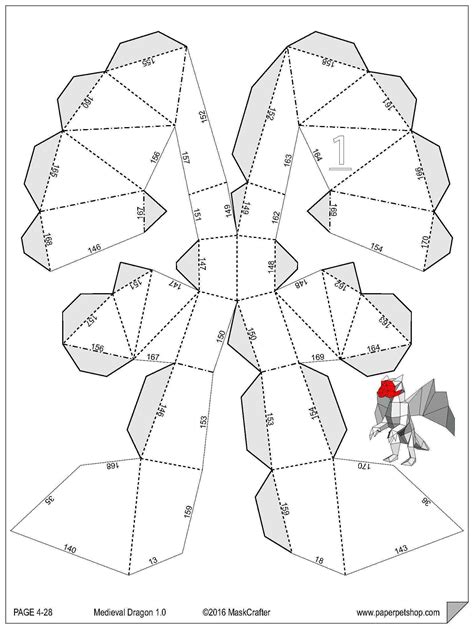 Medieval Dragon, Printable Papercraft Template. Finished Size 50cm x 65cm x 58cm This is ...