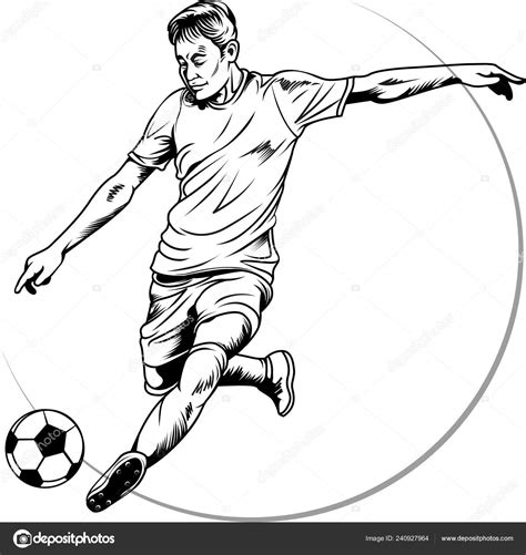 Vector Illustration Sketch Soccer Football Player Action Stock Vector ...