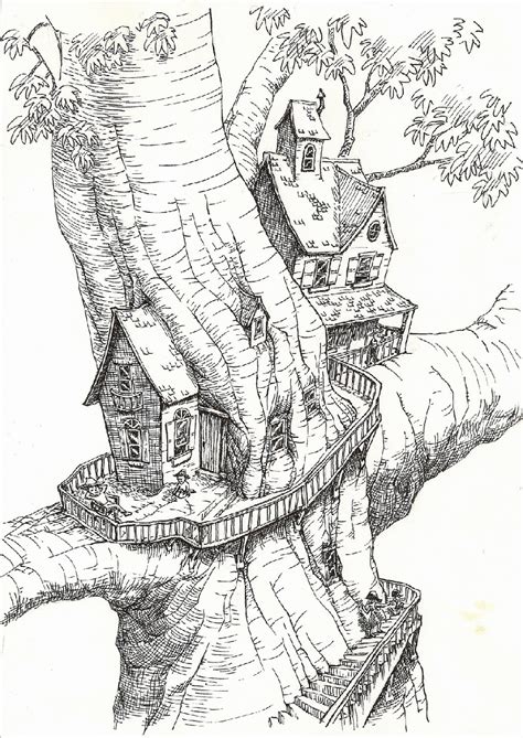 Free Tree House Coloring Pages - Coloring Home