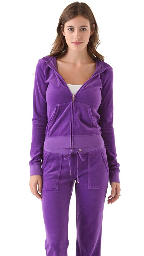 Lyst - Juicy Couture Original Velour Zip Hoodie in Purple